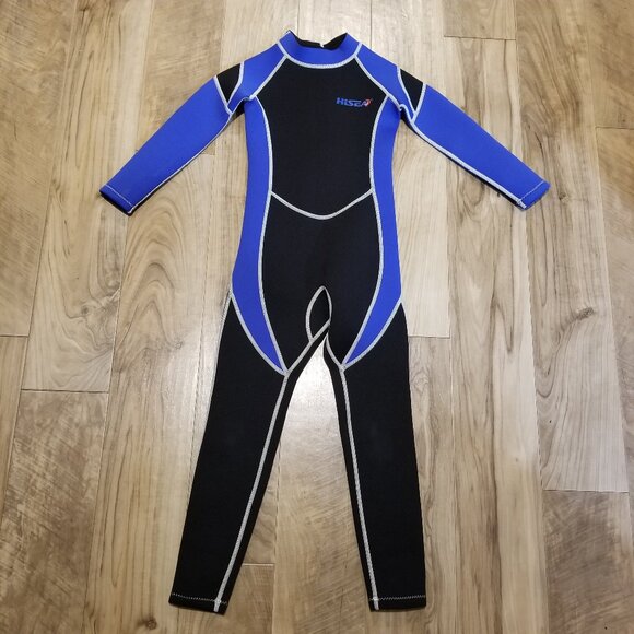 Hisea Kids Youth Sz 8 Wetsuit Scuba Donkey Black Blue Nylon Neoprene Water Surf - Picture 1 of 7